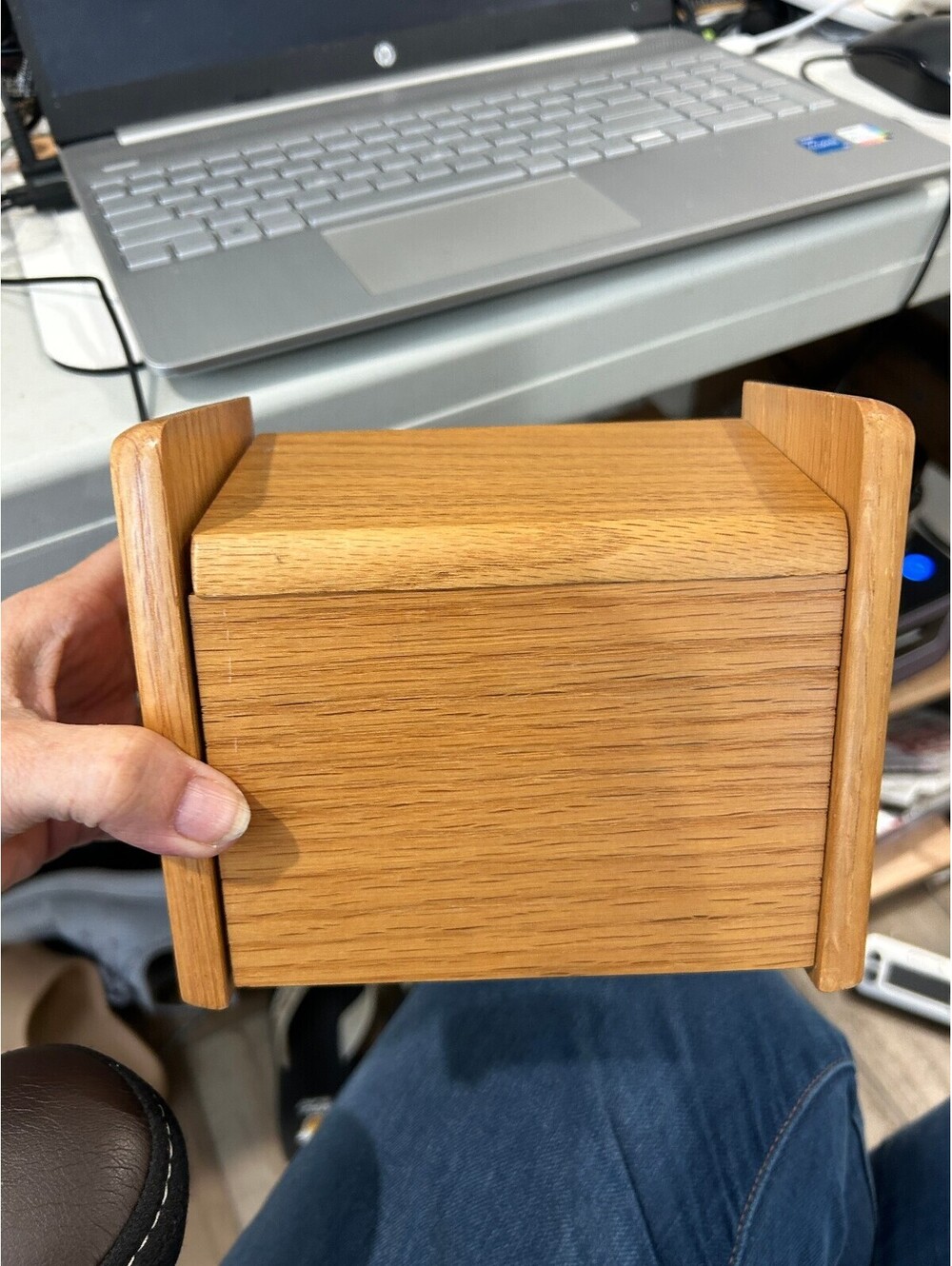 Oak Wooden RECIPE storage box with lid can hang on wall
